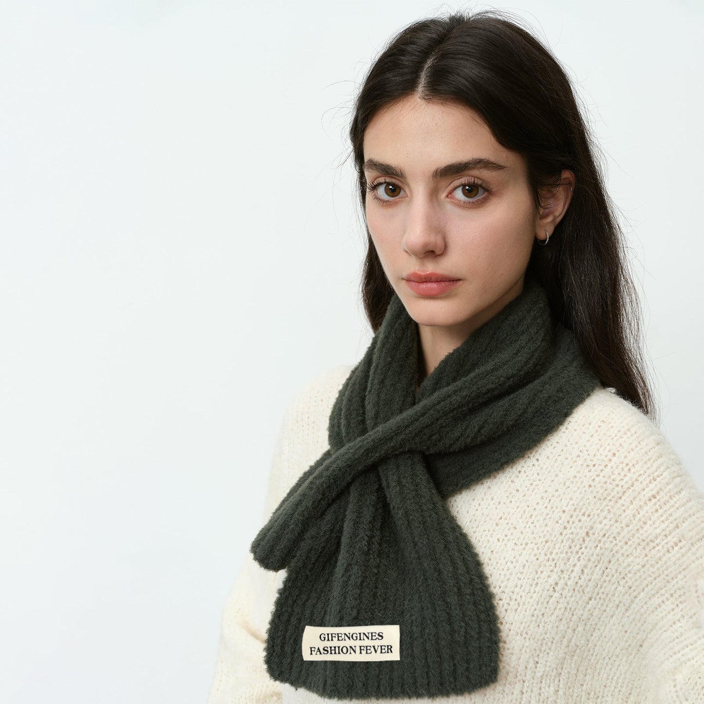 Solid Color Sweet Cross Short Knit Scarves