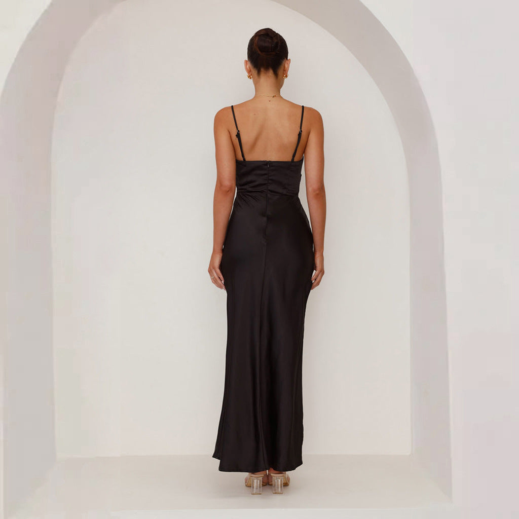 Sexy Backless Split Hip Wrap Maxi Dress