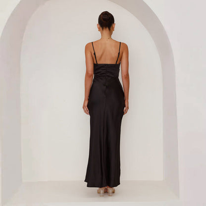 Sexy Backless Split Hip Wrap Maxi Dress