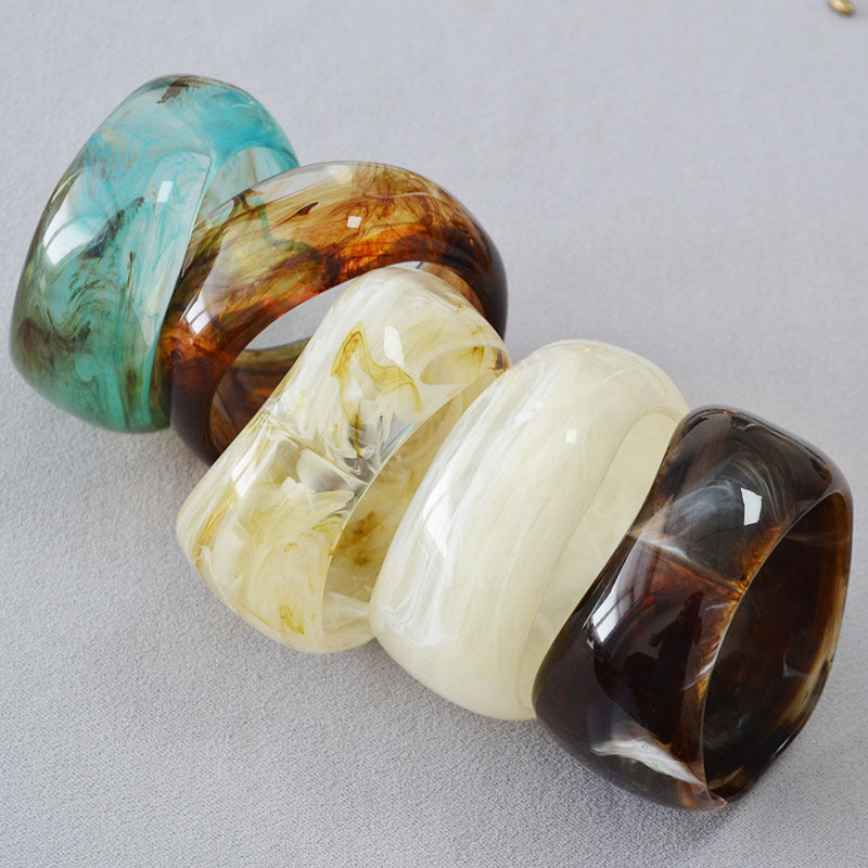 Vintage Irregular Ink-Marbled Cuff Bracelet