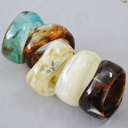 Vintage Irregular Ink-Marbled Cuff Bracelet