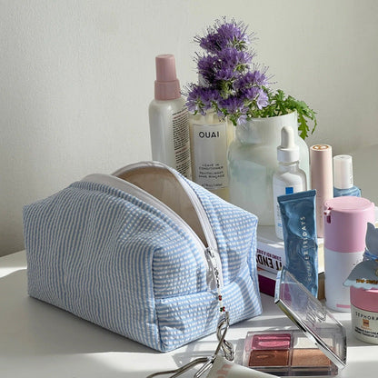 Simple Sreiped Color Block Make Up Bag