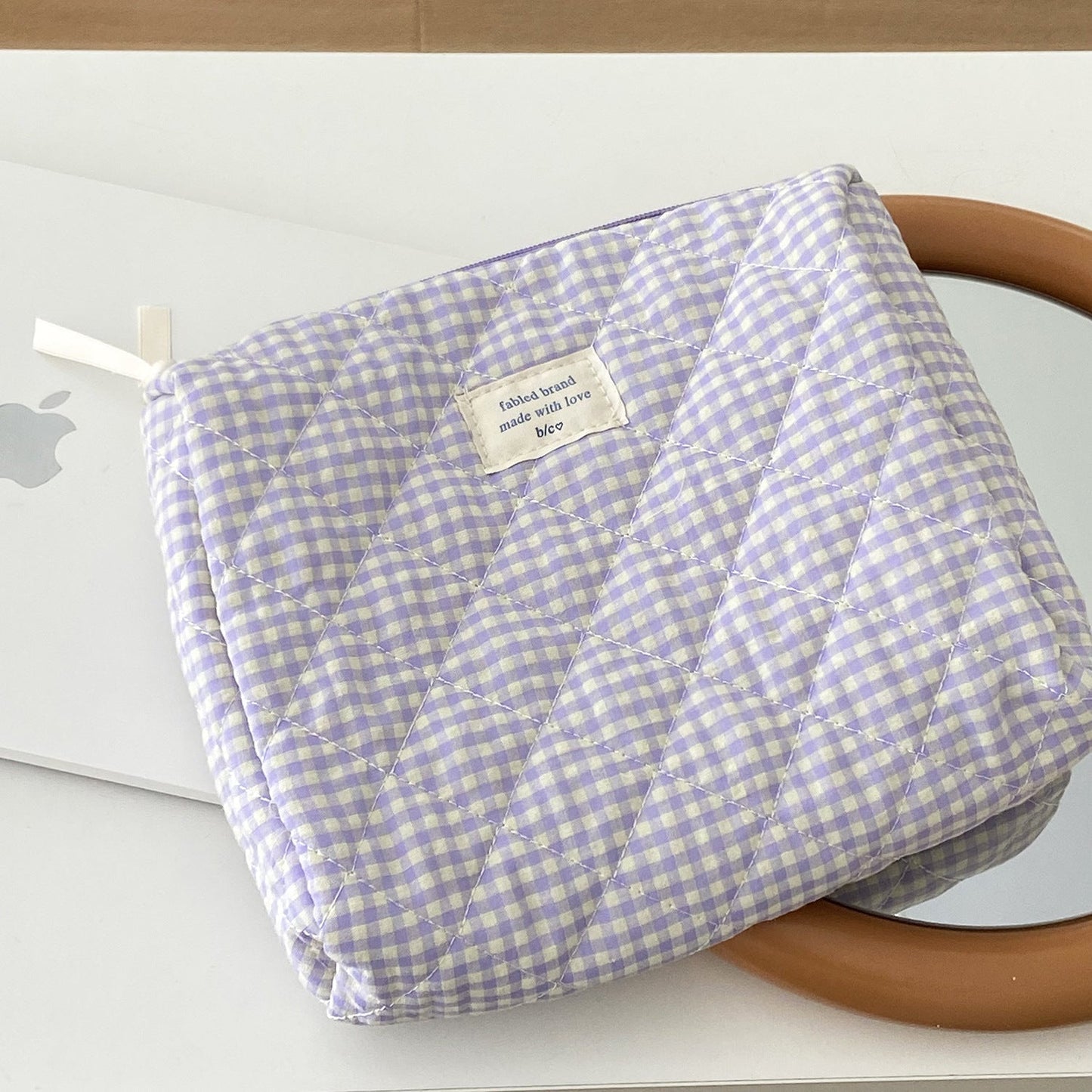 Plaid Simple Color Block Make Up Bag