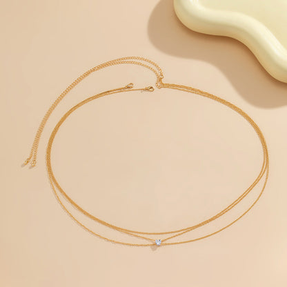 Simple Rhinestone Heart Waist Chain