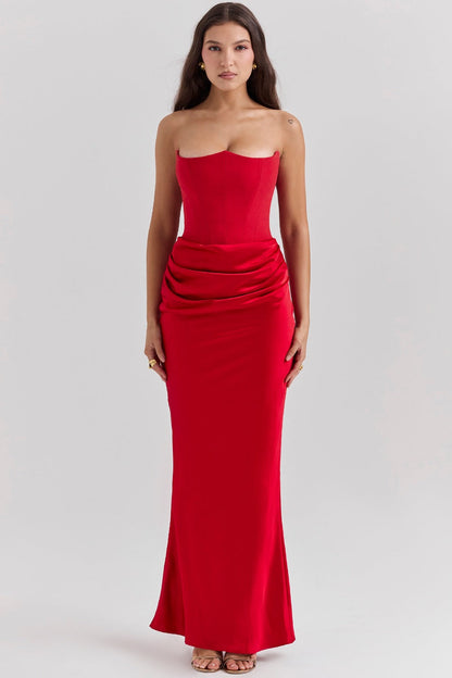 Sexy Strapless Fishtail Maxi Dress