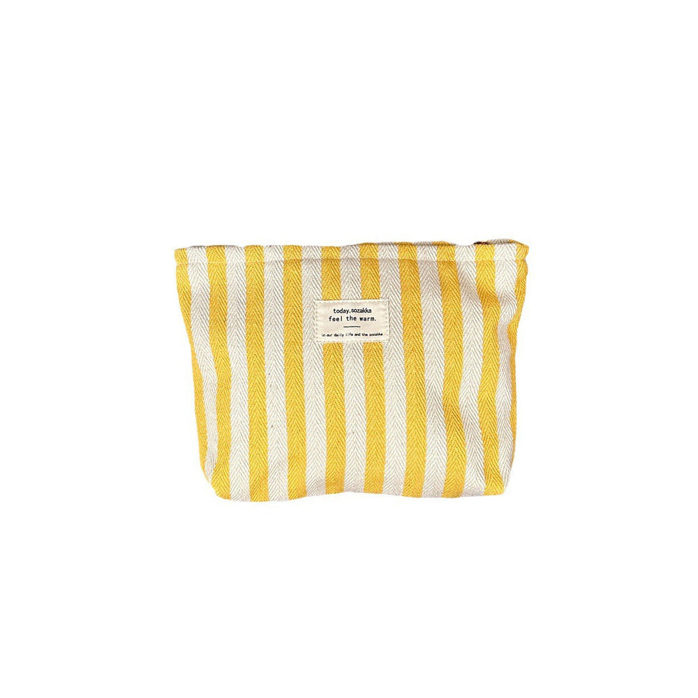 Striped Color Block Simple Make Up Bag