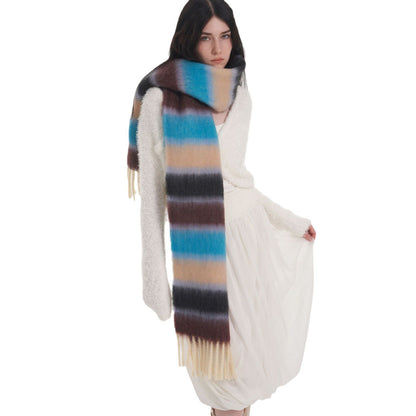 2+ Patchwork Striped Mohair Thick Scarves