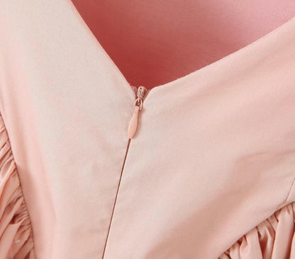 Solid Color Bow Tie Back Pleated Dress