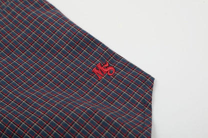 Vintage Lapel Collar Plaid Short Sleeve Top