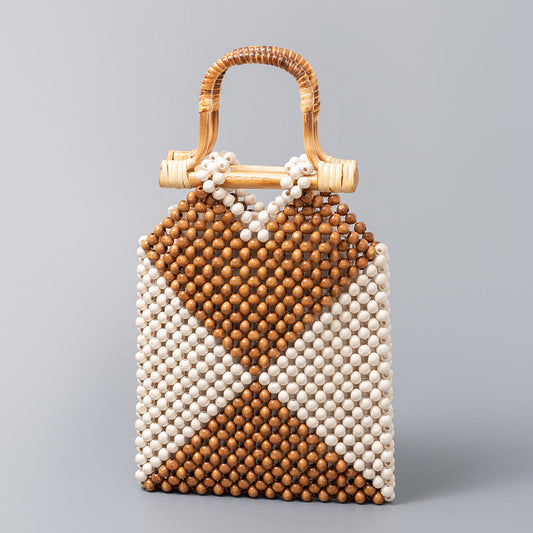 Color Block Bamboo Hollow Handbag