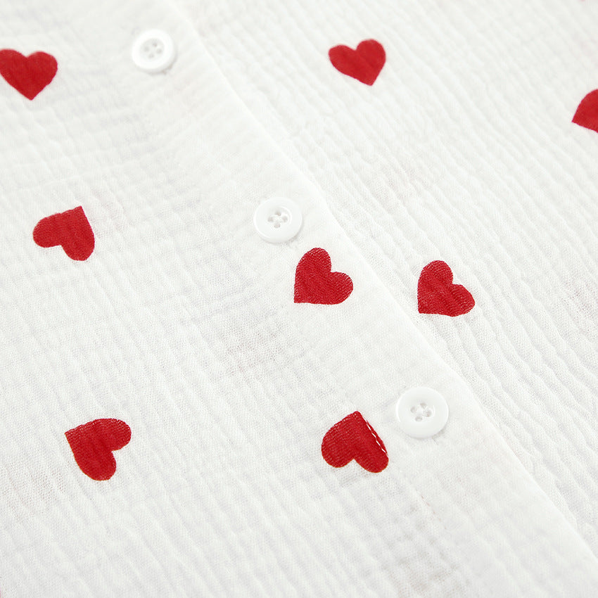 Love Print Flounce Sexy Sleepwear Sets