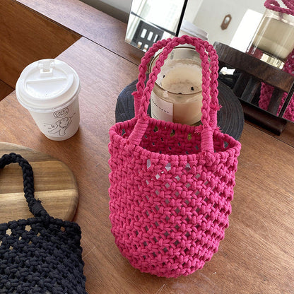 Hollow Out Simple Bucket Woven Bag
