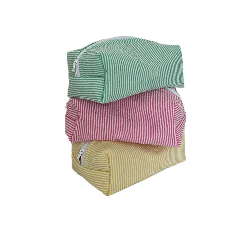 Simple Sreiped Color Block Make Up Bag