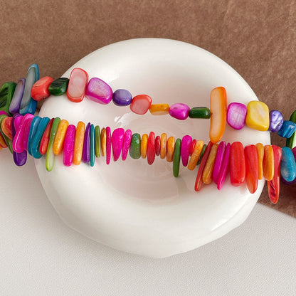 Colorful Irregular Shell Beaded Choker Necklace