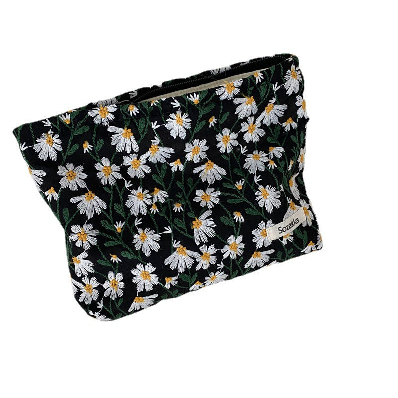 Embroidery Flower Simple Portable Make Up Bag