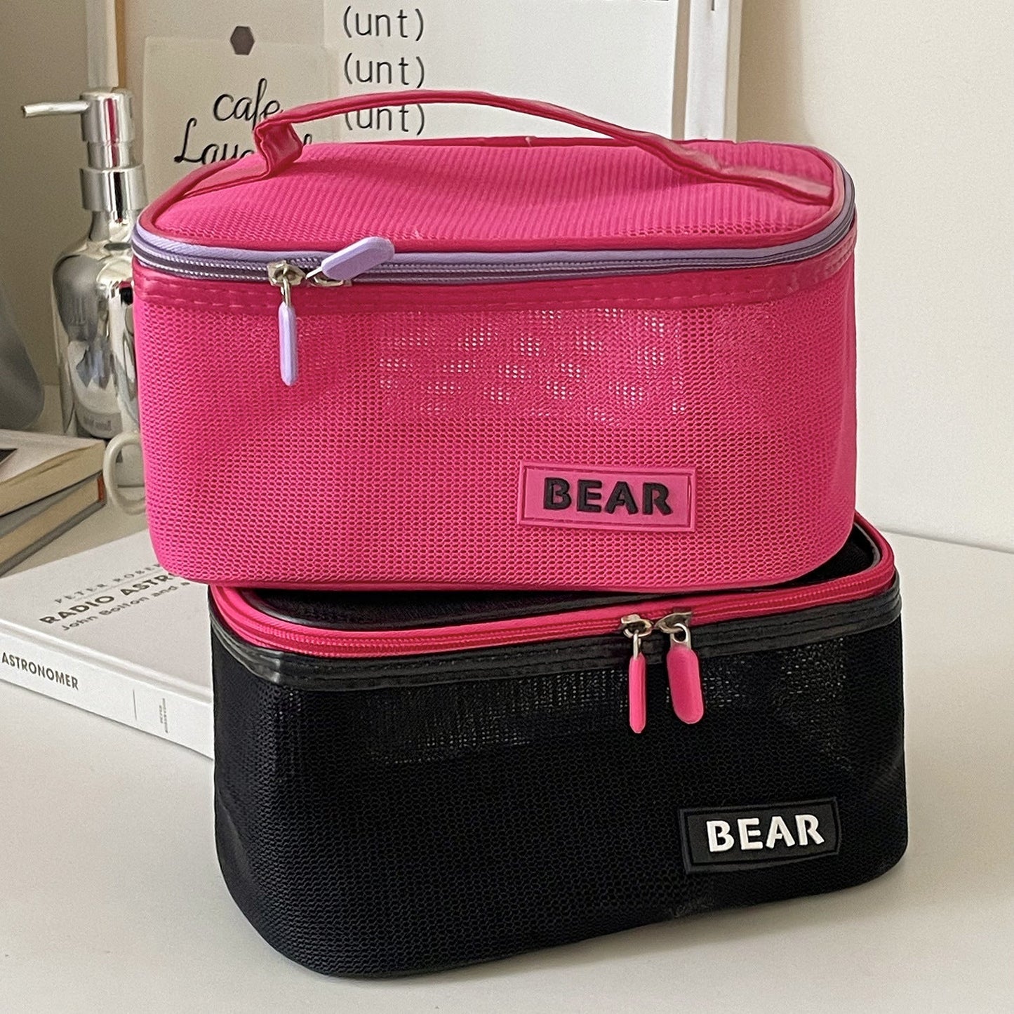 Color Block Large Capacity Make Up Bags