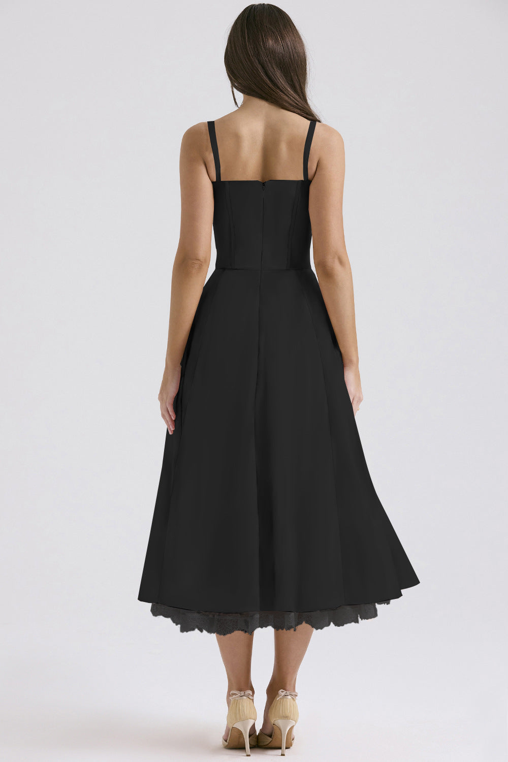 Slim Flower Print Lace Spaghetti Dress