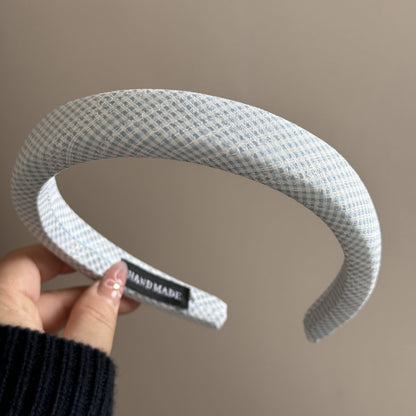 Blue Plaid Cute Wide Padded Headbands