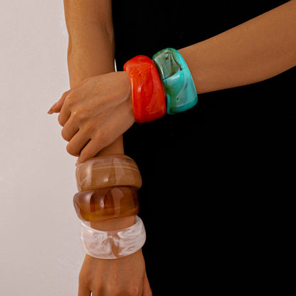 Multi-color Wide Irregular Simple Acrylic Bracelets