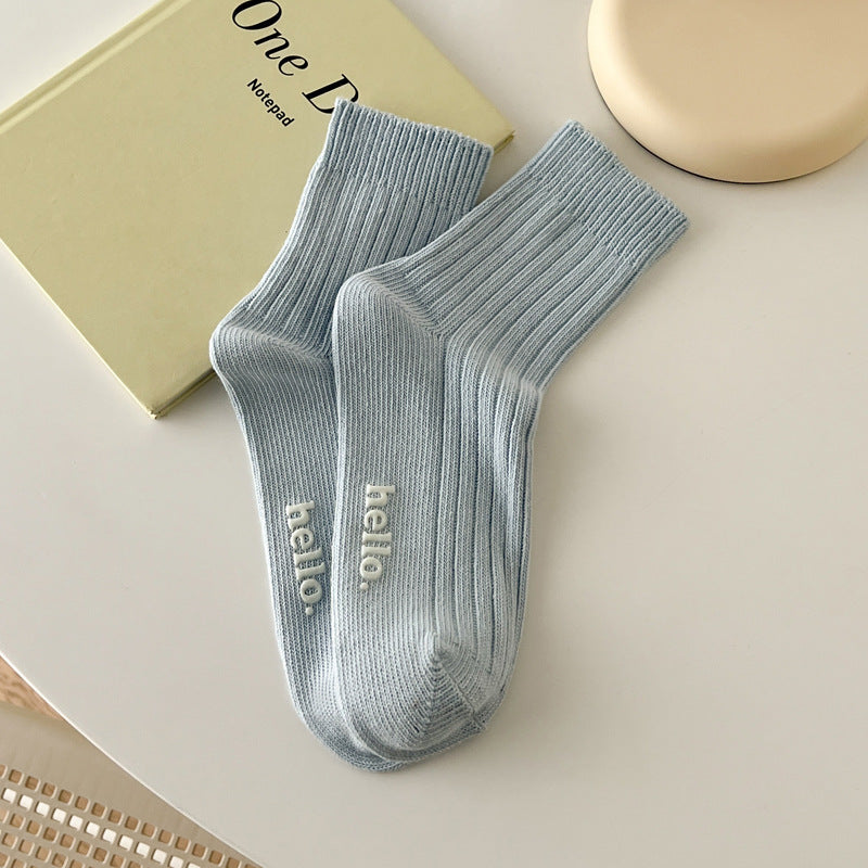 Candy Color Simple Letter Soft Socks
