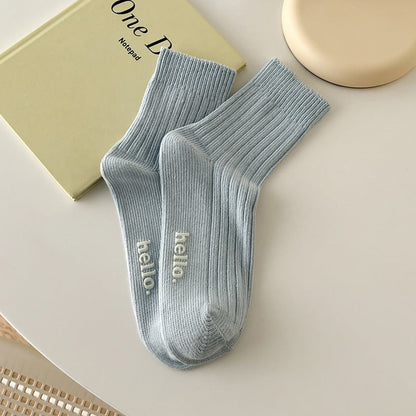 Candy Color Simple Letter Soft Socks