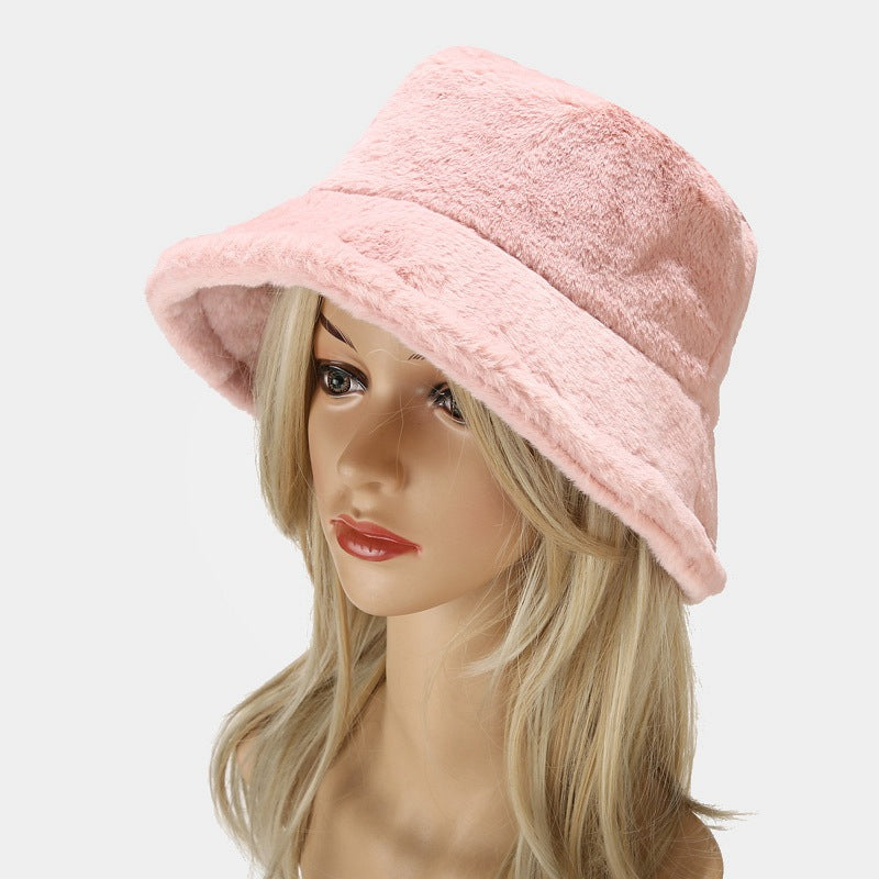 Simple Solid Color Thicken Winter Bucket Hat