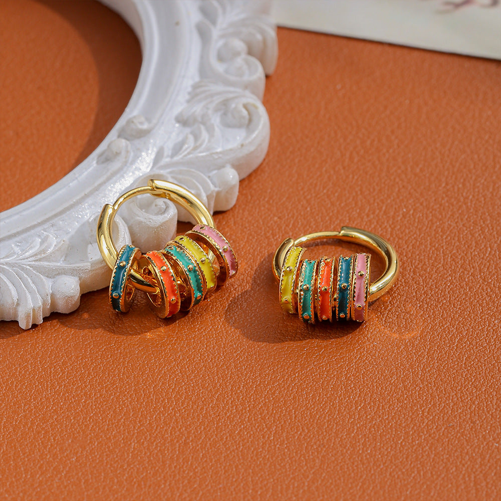Trendy Colorful Enamel Hoop Earrings