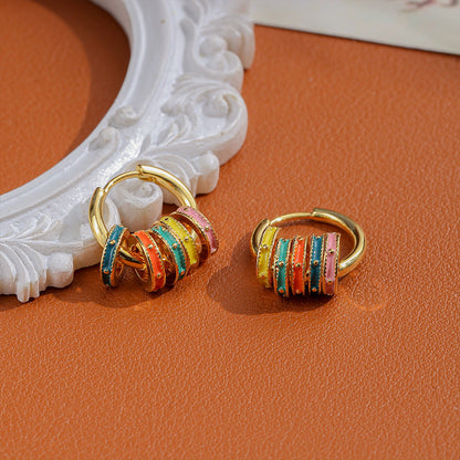 Trendy Colorful Enamel Hoop Earrings