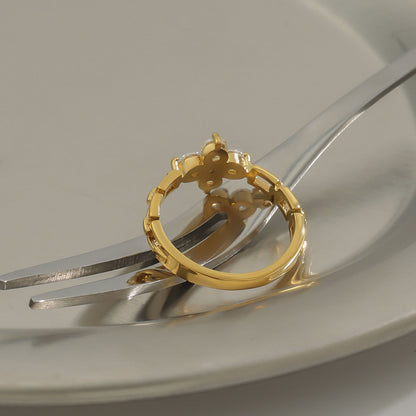 Four-Leaf Clover Cubic Zirconia Ring