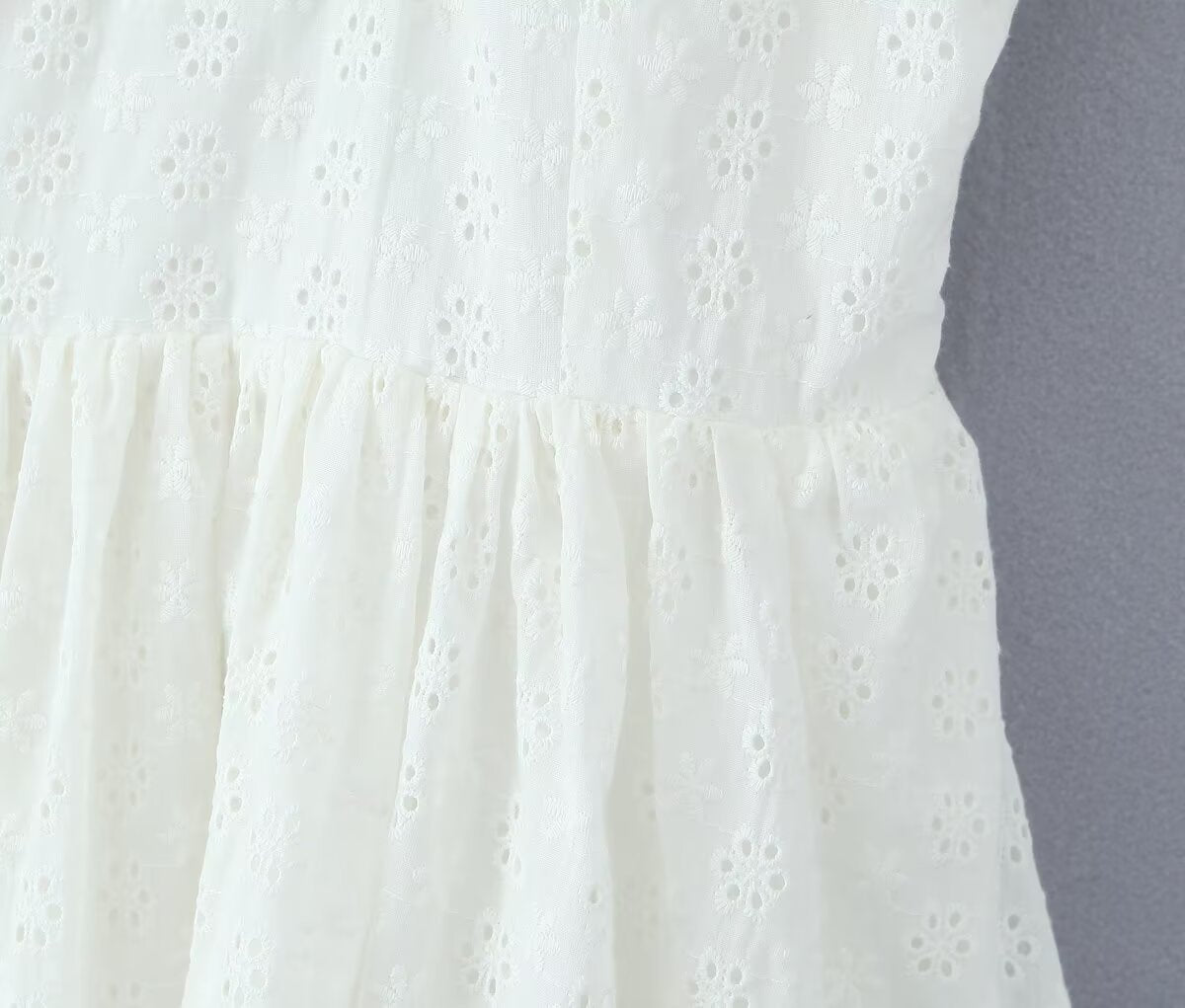 Classic Solid Color Embroidered Mini Dress