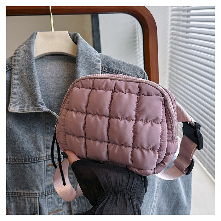 Candy Color Plaid Waist Bag Casual Chest Bag