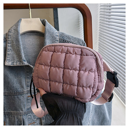 Candy Color Plaid Waist Bag Casual Chest Bag