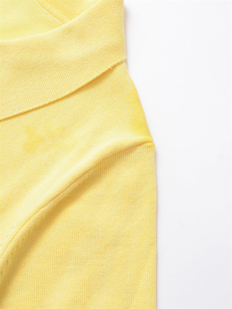 Casual Short Sleeve Solid Color Knit Top