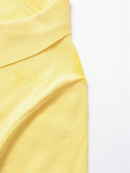 Casual Short Sleeve Solid Color Knit Top