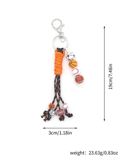 Colorful Sports Ball Beaded Tassel Rope Keychain