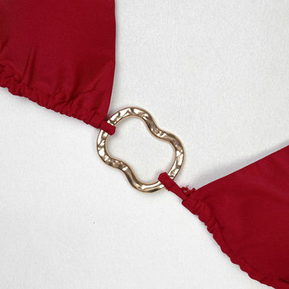 Solid Color Sexy Halter Bikini Swimwear