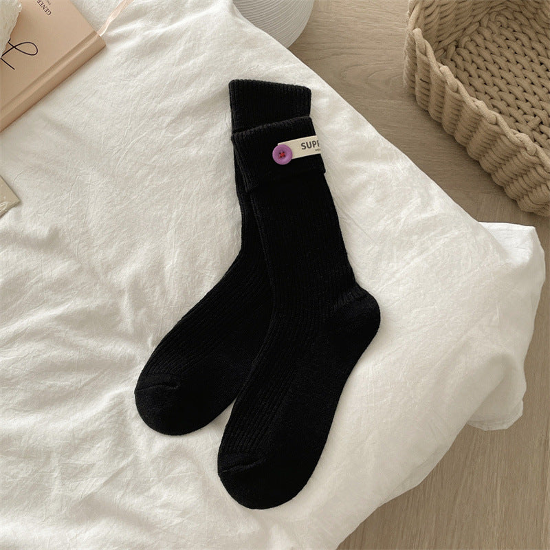 Candy Color Button Sweet Simple Socks