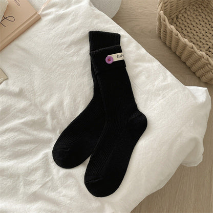 Candy Color Button Sweet Simple Socks