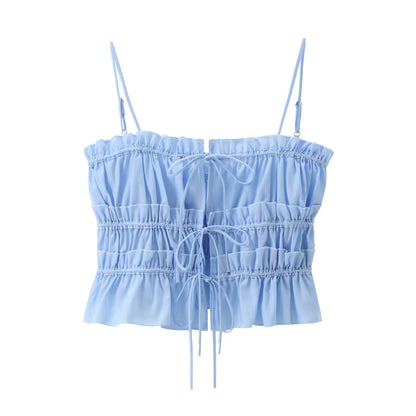 Simple Bowknot Spaghetti Strap Crop Top