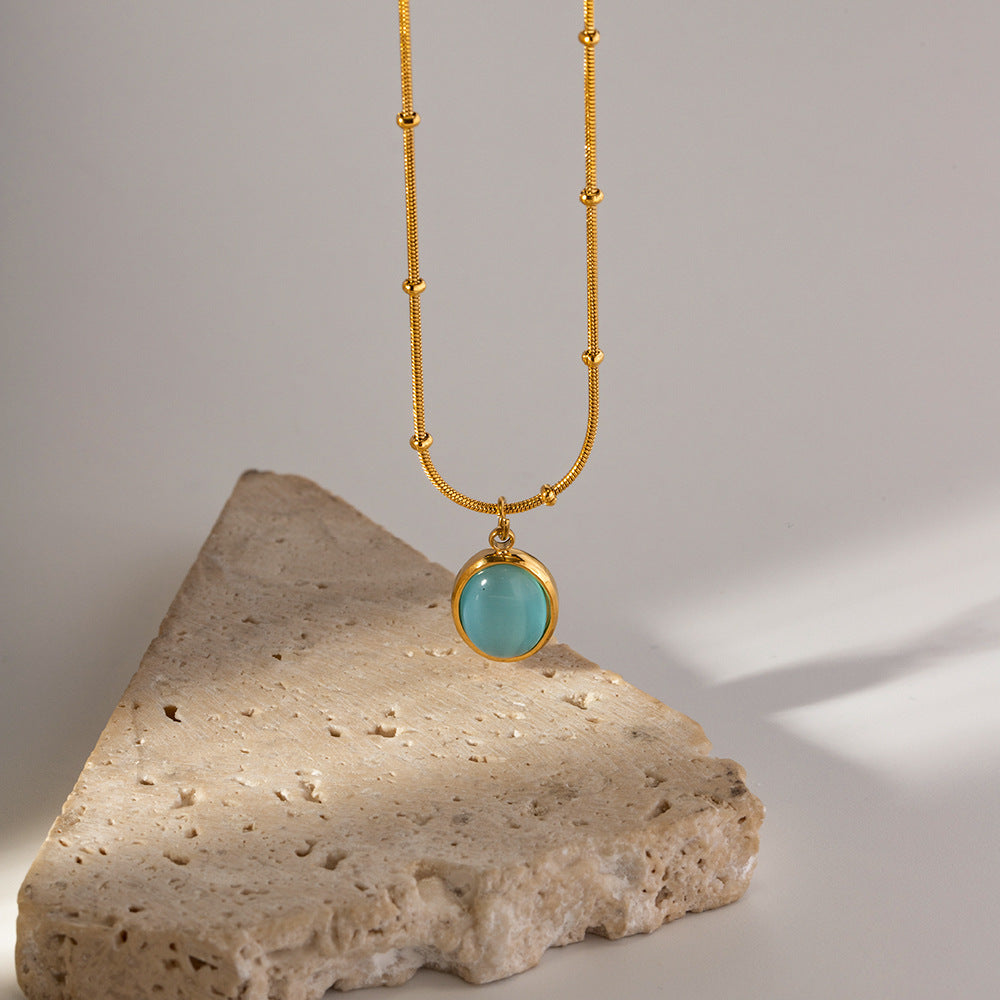 Vintage Blue Stone Pendant Necklace