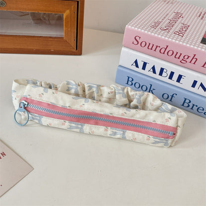 Flower Print Large Capacity Pencil Case Pouch