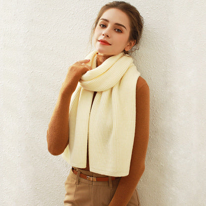 Solid Color Ribbed Simple Knit Scarve