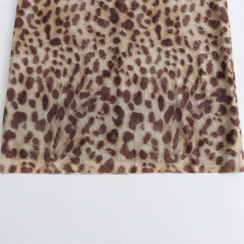 Leopard Print Bandeau Top and Skirt Sets