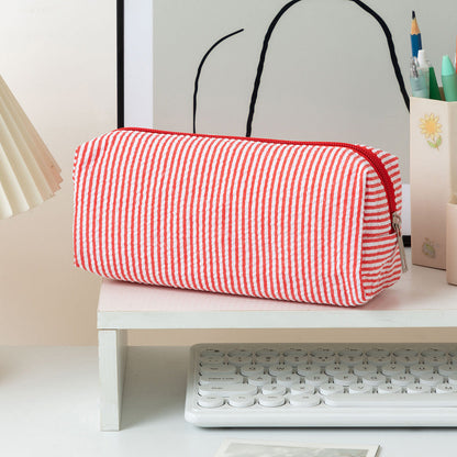 Color Block Striped Makeup Pencil Pouch