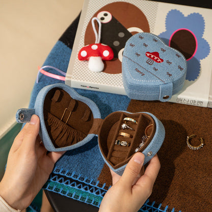 Cartoon Embroidered Portable Mini Jewelry Case