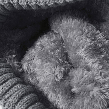 Solid Color Ripped Knit Pom Beanie