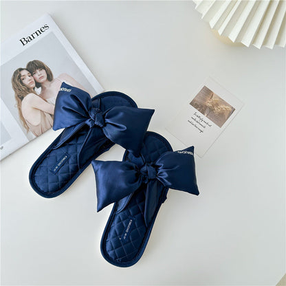 Elegant Bow Knot Embroidered Home Slippers