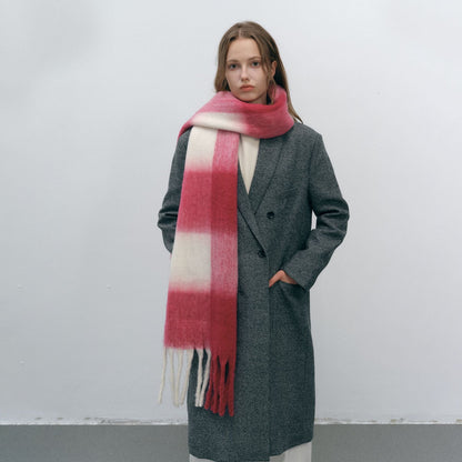Plaid Color Block Thicken Warm Scarves