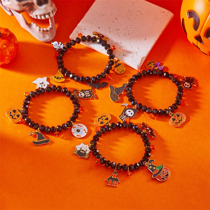 Spooky Ghost Pumpkin Spider Charm Halloween Bracelet
