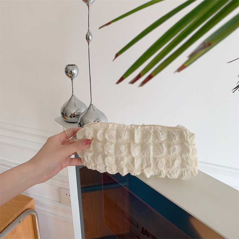 Cute Soft Ruched Makeup Pencil Pouch